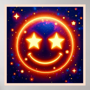Póster Emoji brillante de ojos estriados