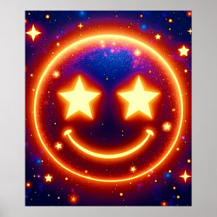 Póster Emoji brillante de ojos estriados
