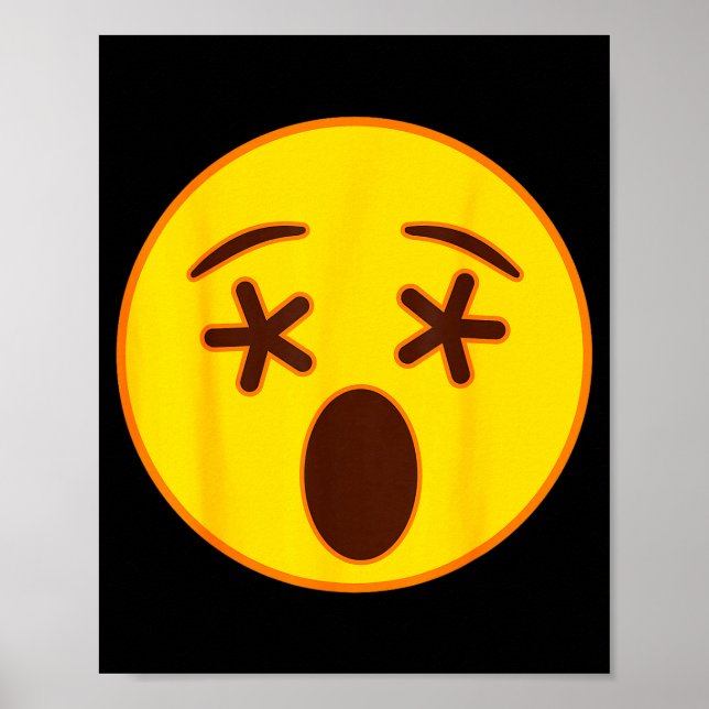 Póster Emoji Crossed Out Eyes Yellow Smile Face  (Frente)
