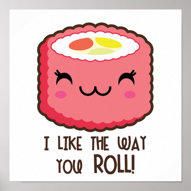 Póster Emoji Cute Sushi Roll (Frente)
