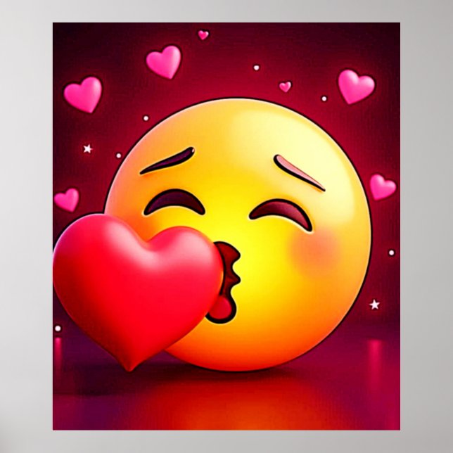 Póster Emoji del corazón del beso dulce (Frente)