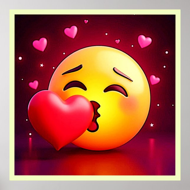 Póster Emoji del corazón del beso dulce (Frente)