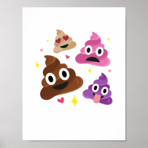 Póster Emoji divertida, rosada, rosada, corbata, poo - Em