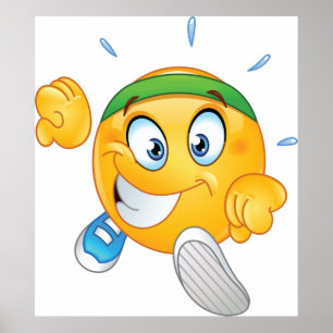 Póster Emoji en ejecución feliz