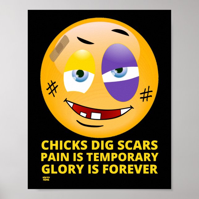 Póster emoji graciosa de "CHICKS DIG SCARS" (Frente)