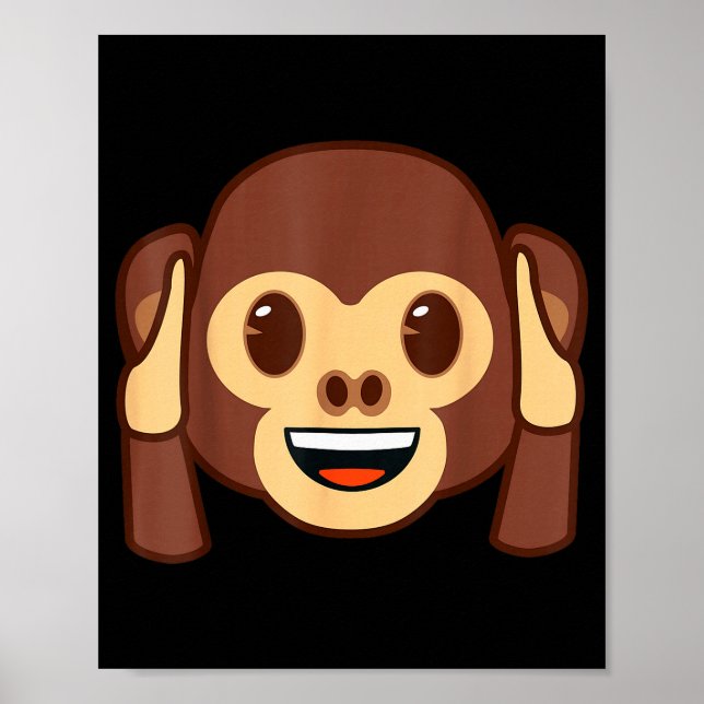 Póster Emoji Monkey Holding Ears Yellow Smile Face  (Frente)