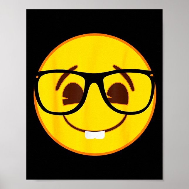 Póster Emoji Nerd Gles Yellow Smile Face  (Frente)