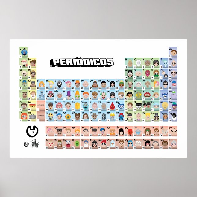 Póster EMOJI PERIÓDICOS - Tabela Periódica Completa (Frente)