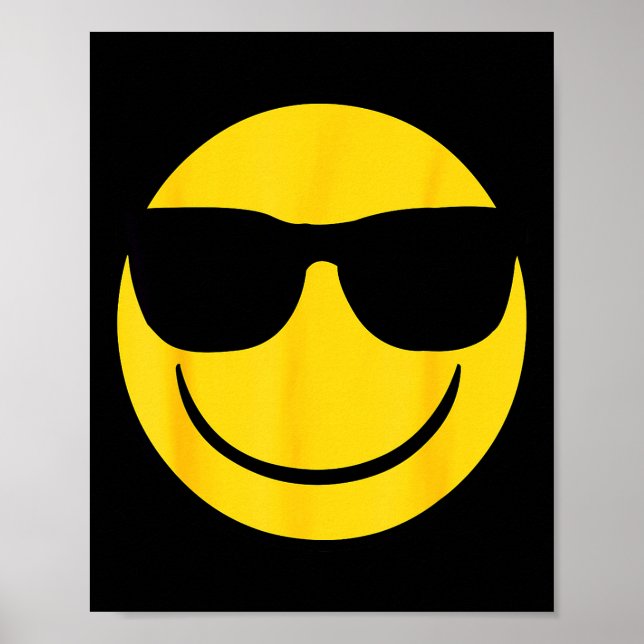 Póster Emoji Retro Sungles Yellow Smile Face  (Frente)