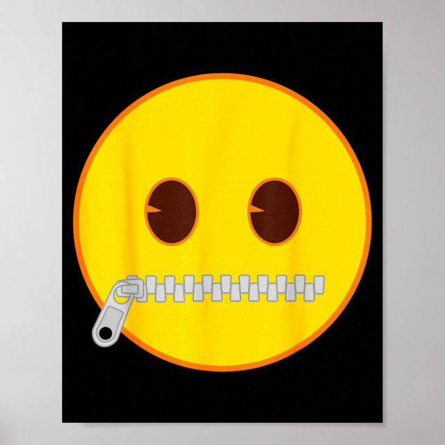 Póster Emoji Zip Zipper Mouth Yellow Smile Face  (Frente)