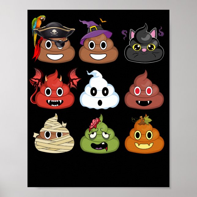 Póster Emojis de halloween Poop enfrentan momia pirata de (Frente)