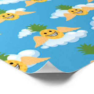 Póster Emojis de Piña Divertida y Cara Feliz Sonriendo
