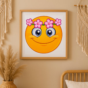 Póster Emoticon Con Una Vela Floral