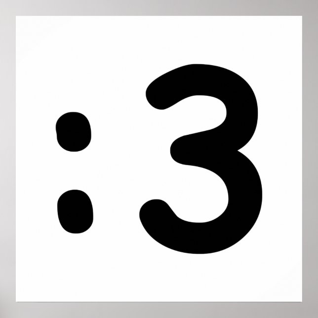 Póster Emoticon de cara de gato :3 Poster (Frente)