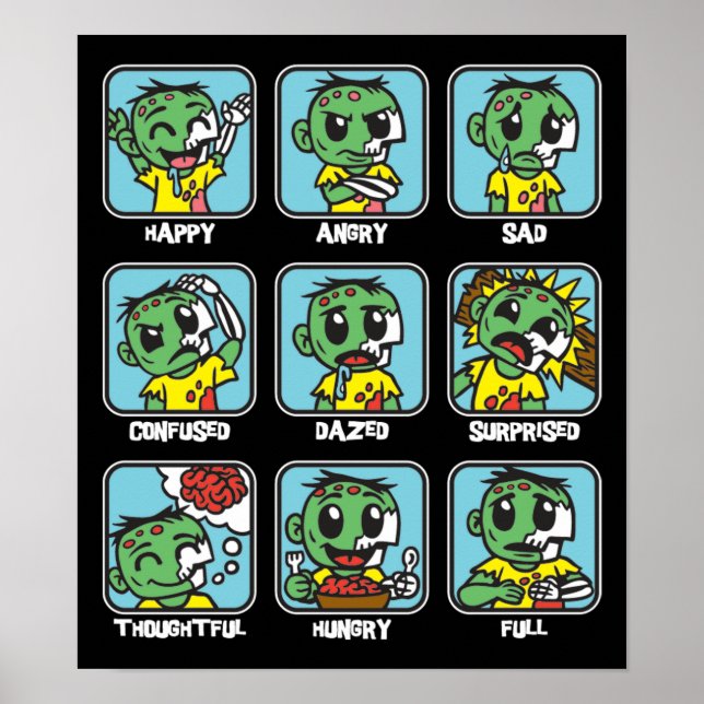 Póster Emoticonos de zombi (Frente)