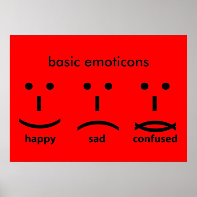Póster Emoticonos, felices, tristes y confusos (Frente)