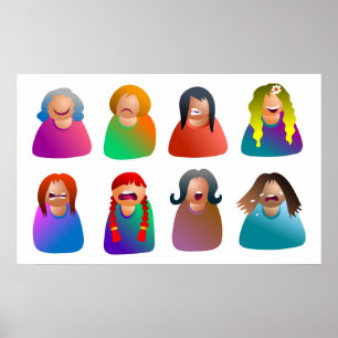 Póster Emoticons femeninos