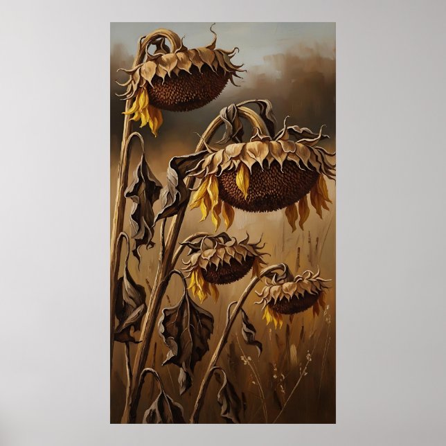 Póster Emotional Drying Sunflower Art (Frente)