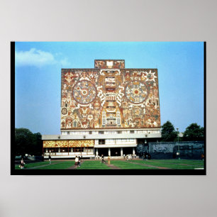 Póster Emparede el mosaico en la fachada de la biblioteca