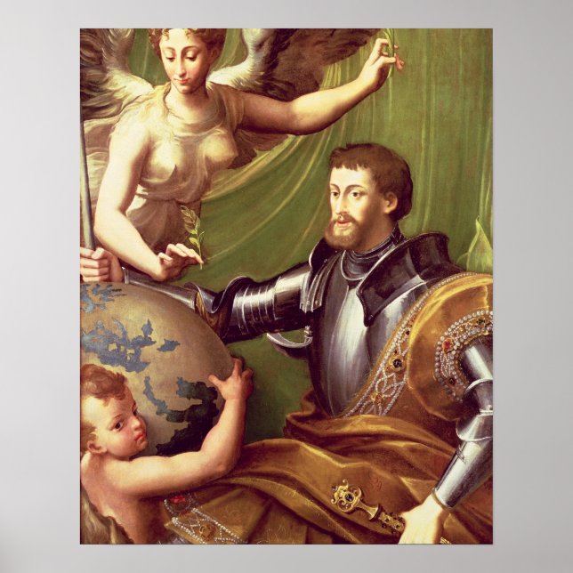 Póster Emperador Carlos V (1500-58) Recibiendo el mundo,  (Frente)