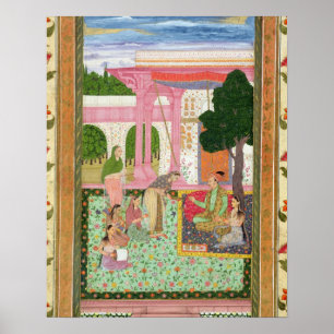 Póster Emperador Jahangir (1569-1627) con su consorte y