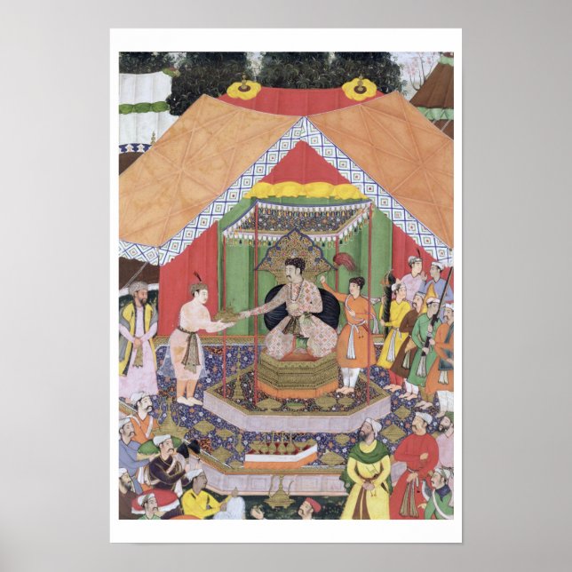 Póster Emperor Akbar (r.1556-1605) entertained by his fos (Frente)