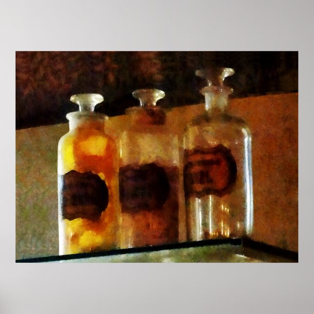 Póster EMPEZANDO POR MENOS DE $20 - Botellas apotecarias (Frente)
