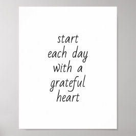 Póster empezar cada día con un corazón agradecido