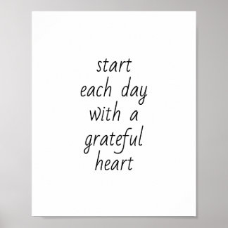 Póster empezar cada día con un corazón agradecido