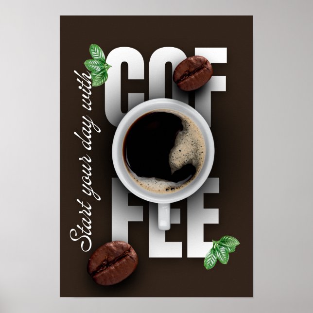 Póster "¡Empieza tu día con café!" (Frente)