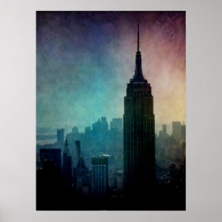 Póster Empire State Building al atardecer