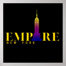 Póster Empire State Building-New York-Vibrant Gold