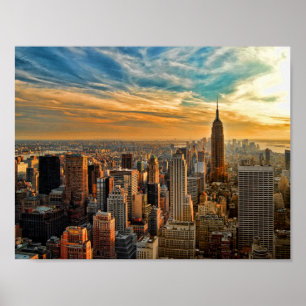 Póster Empire State Sunset en la ciudad de Nueva York