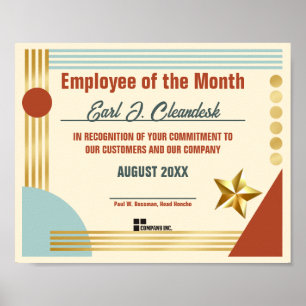 Póster Empleado de certificado del mes o descarga