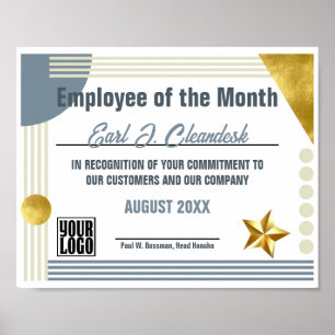 Póster Empleado de certificado del mes o descarga