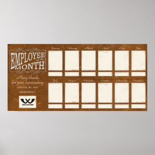 Póster Empleado de cuero de la pantalla de fotos del mes