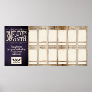 Póster Empleado de cuero maderero del mes de exposición d