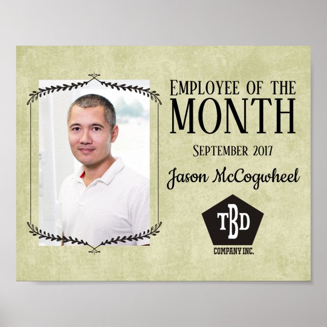 Póster Empleado de papel mayor del certificado mensual (Frente)