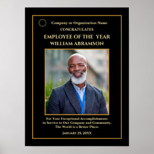 Póster Empleado Del Año Foto Premio De Oro Personalizado