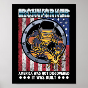 Póster Empleado patriótico de Ironworker America Construc