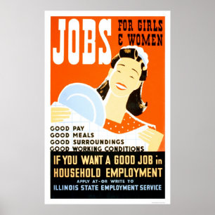 Póster Empleos Para Mujeres Chicas 1936 WPA