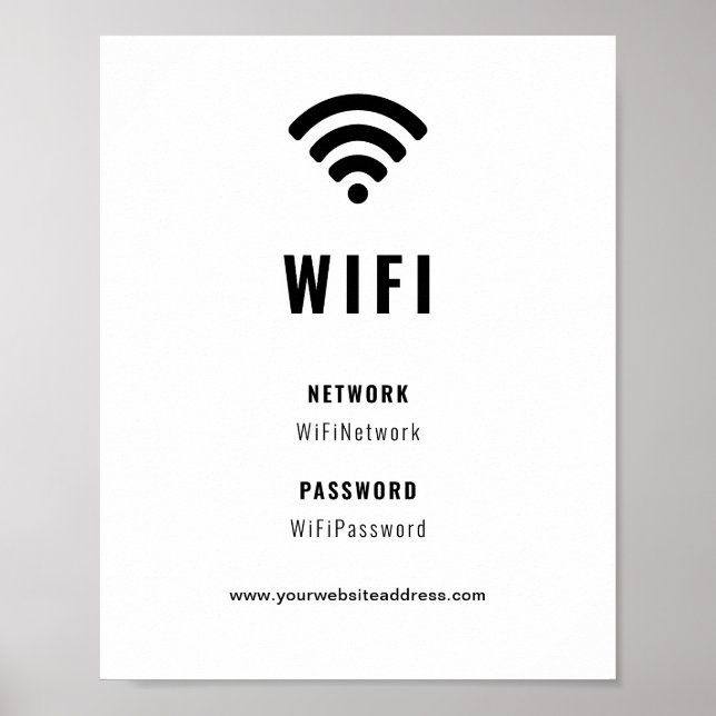 Póster Empresa De Negocios WiFi Negra Y Blanco (Frente)