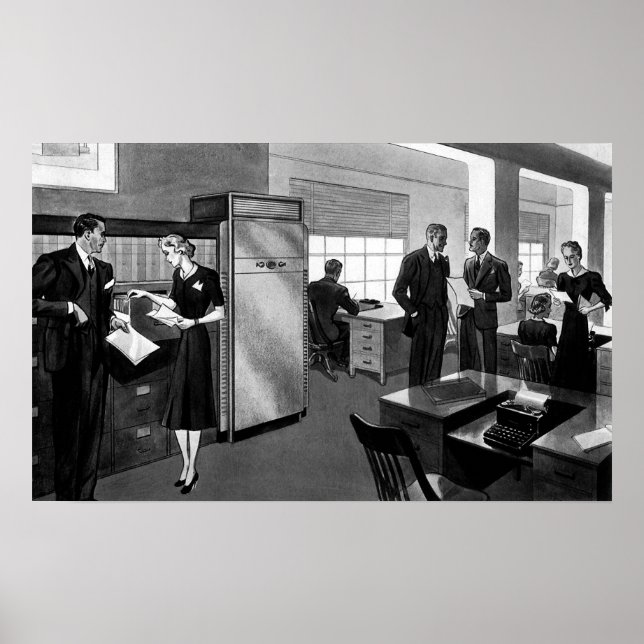 Póster Empresa de Vintage, Oficina de Empresarios Ejecuti (Frente)