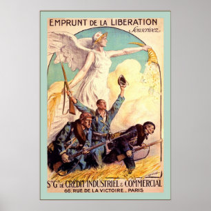 Póster Emprunt de la Liberation ~ francés vintage WW1