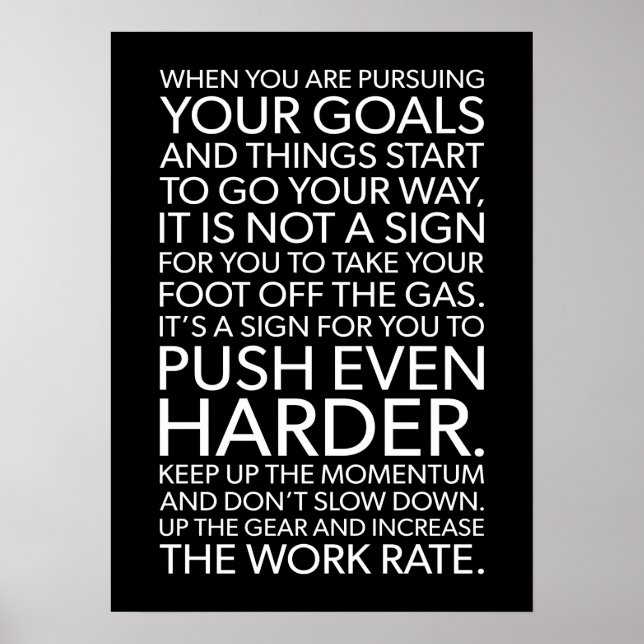 Póster Empujar más duro - Motivación del éxito (Frente)