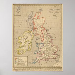 Póster En 1100 de Angleterre, de Ecosse, de Irlande y del