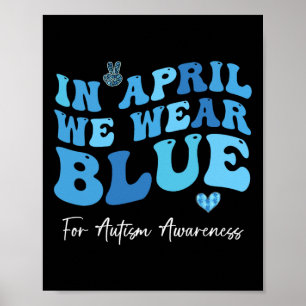 Póster En Abril, La Cinta Azul Autismo Conciencia Mes Sup