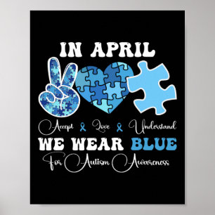 Póster En Abril Usamos Autismo Azul Sensibilización Hombr