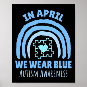 Póster En abril usamos azul Mes de concienciación sobre e