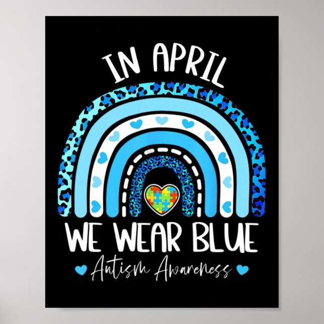Póster En Abril Usamos Blues Autism Awareness Mes Puzz (Frente)